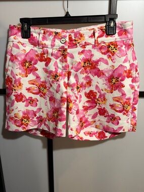 Isaac Mizrahi Pink & Coral Floral Bermuda Shorts